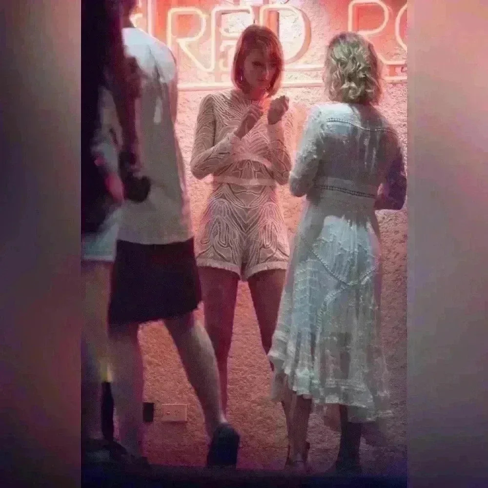 Alexis White Garner Lace Fringe Long Sleeve Romper ASO Taylor Swift